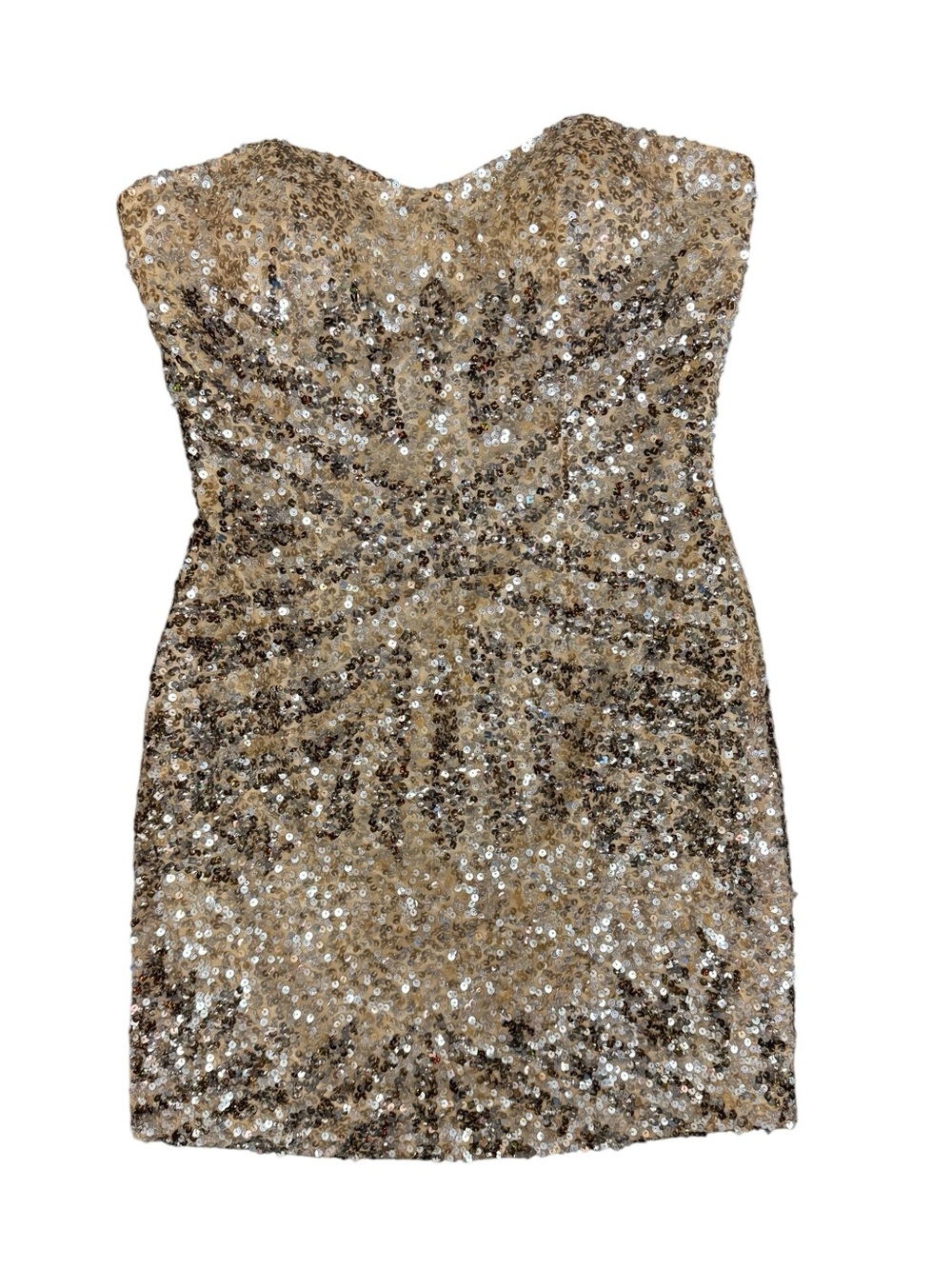 Shail K Strapless Sequined Bodycon Mini Dress Blush Beige Silver 10 NEW NWT
